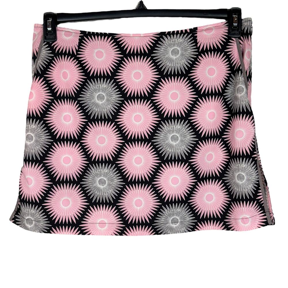 Golftini SZ 10 Nine and Wine Skort Geometric Pockets Stretch Slits Briefs Pink